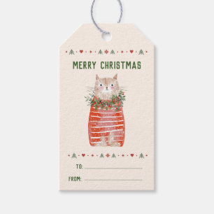 Skandinavische Weihnachtskatze Geschenkanhänger