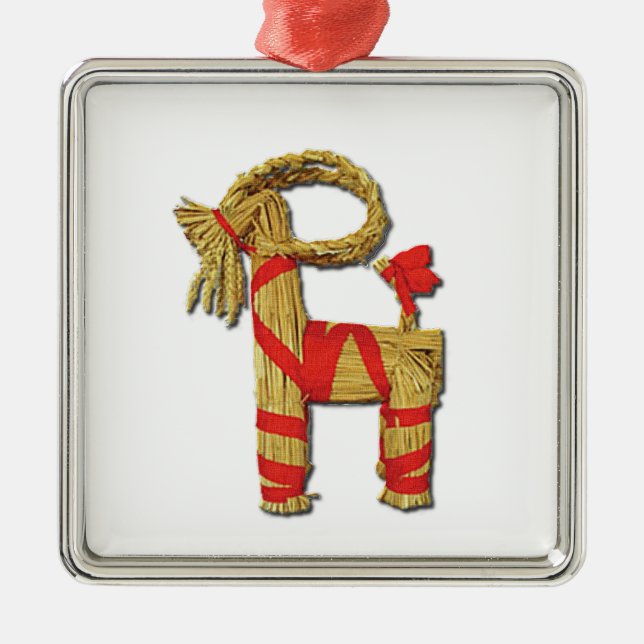 Skandinavische Weihnachtsstroh-Weihnachten-Ziege Silbernes Ornament (Vorne)