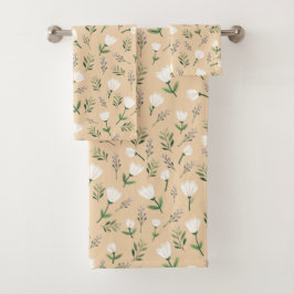 Skandinavische weiße Blumenmuster Badhandtuch Set