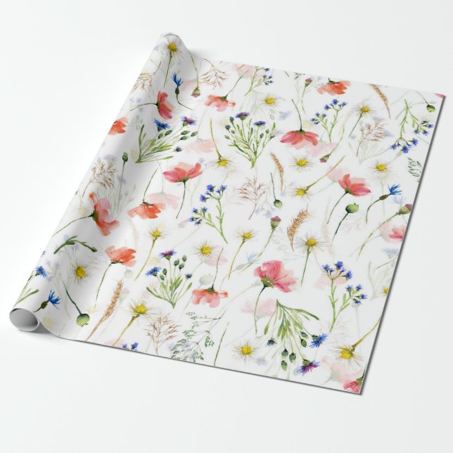 Skandinavische Wildblumen Meadow Geschenkpapier (Ungerollt)