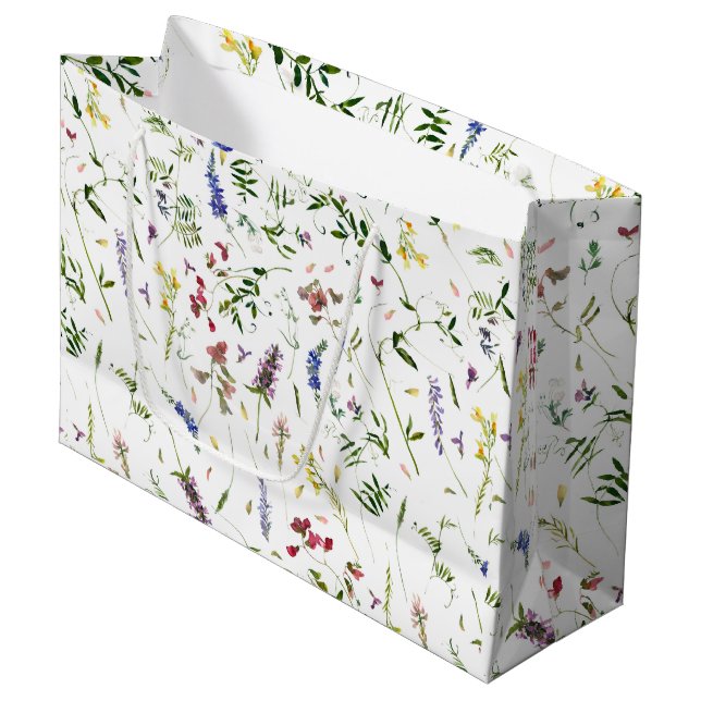 Skandinavische Wildblumen Meadow Große Geschenktüte (Vorderseite Schrägansicht)