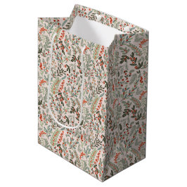 Skandinavische Winter Floral und Berry Holiday Mittlere Geschenktüte