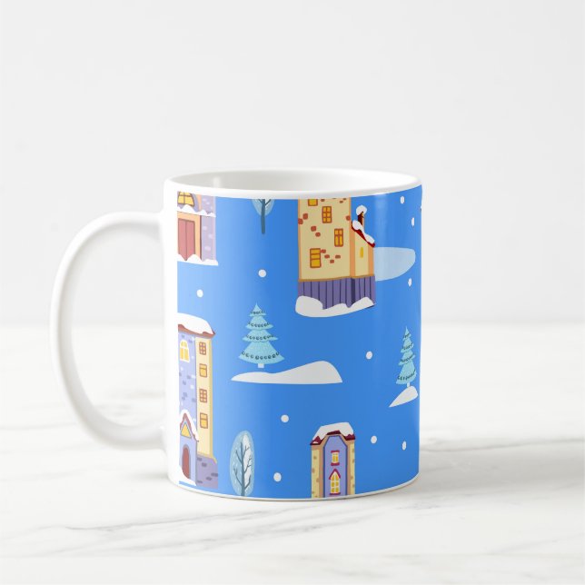 Skandinavische Winterhäuser - Schneemuster Kaffeetasse (Links)