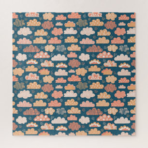 Skandinavische Wolken: Goldene Childene Muster. Puzzle