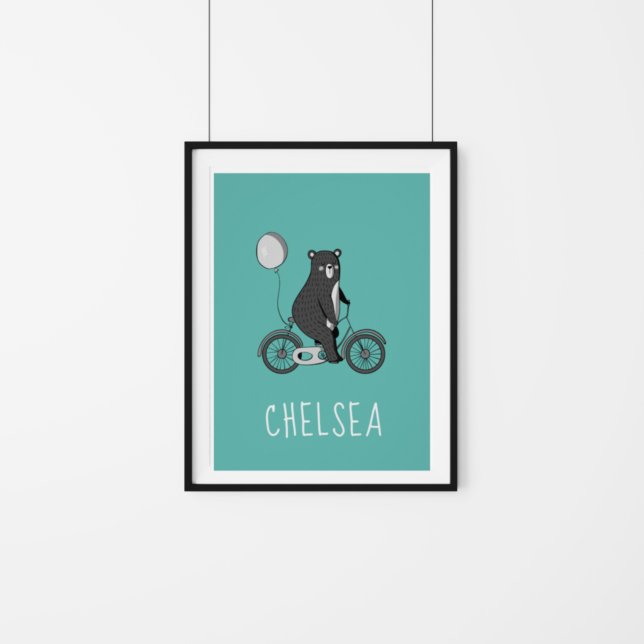 Skandinavischer Bär auf dem Bike Minimalistisch Pe Poster (Von Creator hochgeladen)