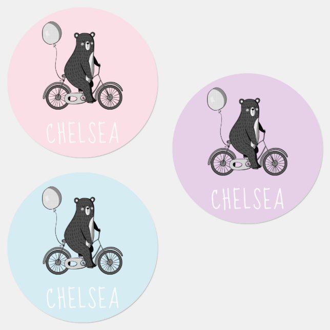 Skandinavischer Bär auf dem Bike Minimalistische P Etiketten (Gruppe)