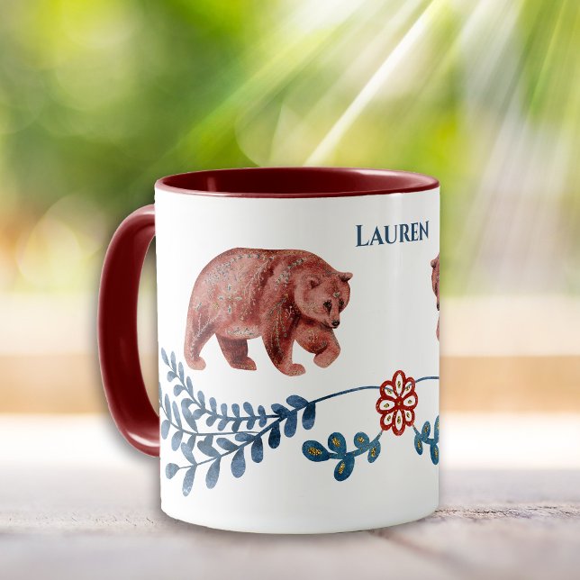 Skandinavischer Bär und Blume Tasse (Von Creator hochgeladen)