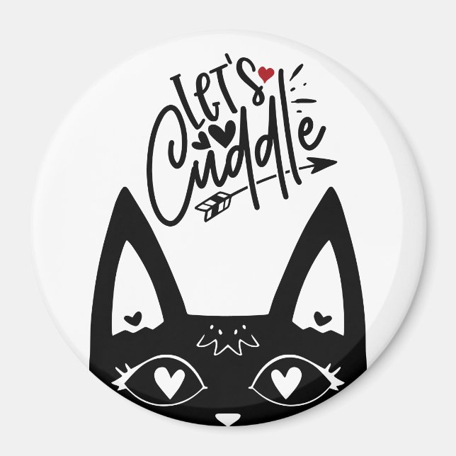 Skandinavischer Cat Lasse Cuddle Black and White Magnet (Vorne)