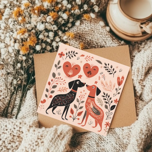 Skandinavischer Hund Lover Herzwale Feiertagskarte (Dog Lover Greeting Card)