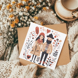 Skandinavischer Hund Welpe Herzschlösser Feiertagskarte