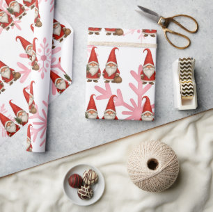 Skandinavischer roter Gnom-Weihnachten Geschenkpapier