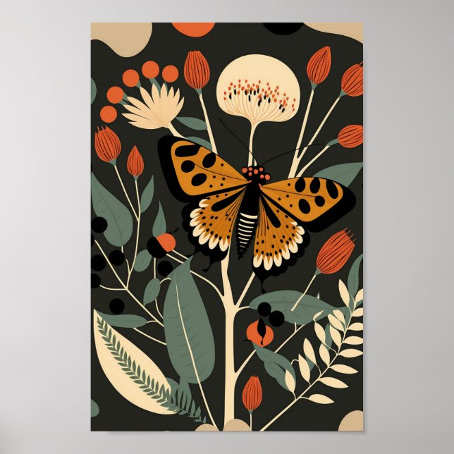 Skandinavischer Skandinavier Butterfly Art Print Poster (Vorne)