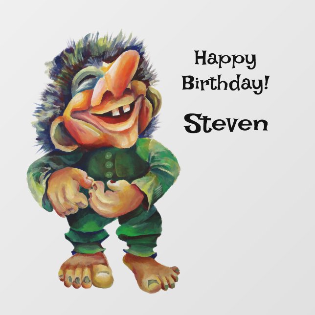 Skandinavischer Sonnentroll Illustration Wasserfar Fensteraufkleber (Blatt)