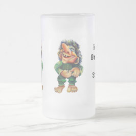 Skandinavischer Sonnentroll Illustration Wasserfar Mattglas Bierglas