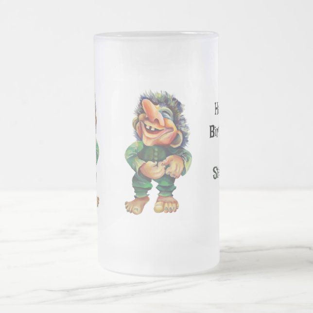 Skandinavischer Sonnentroll Illustration Wasserfar Mattglas Bierglas (Mittel)
