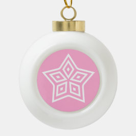 Skandinavischer Stern, weiß pink Keramik Kugel-Ornament
