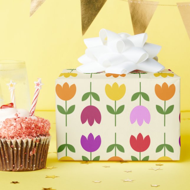 Skandinavischer Stil farbenfroh auf der Krm-Blume  Geschenkpapier (Geburtstagsparty)