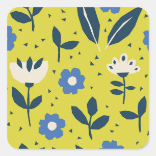 Skandinavischer Stil, floralnahes Muster. Quadratischer Aufkleber