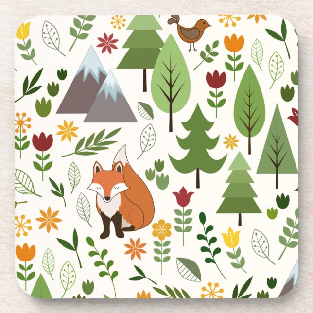 Skandinavischer Stil Illustrationen auf Creme Getränkeuntersetzer (Vorderseite)