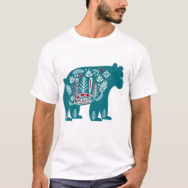Skandinavischer Vintager Nordischer Bär T-Shirt (Vorderseite)