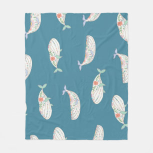 Skandinavischer Wal, Muster von Meerestieren Fleecedecke