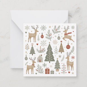Skandinavischer Weihnachts Hirsch und winterlicher Mitteilungskarte