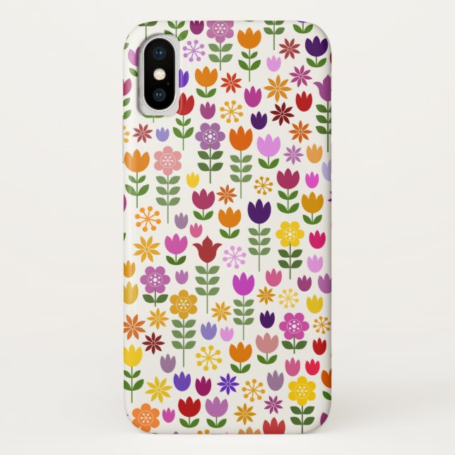 Skandinavisches Art-Blumen-Muster Case-Mate iPhone Hülle (Rückseite)