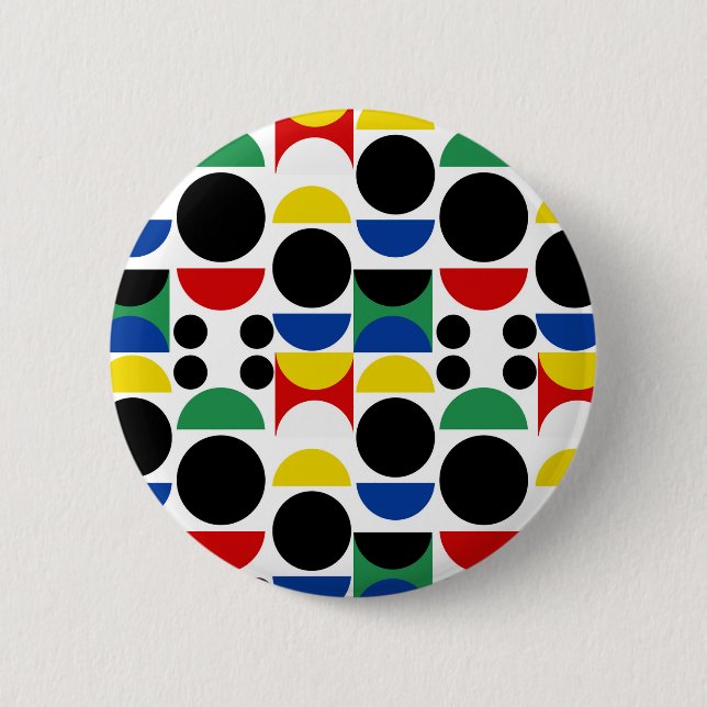 Skandinavisches Bauhaus Mid Century Muster Button (Vorderseite)
