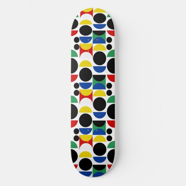 Skandinavisches Bauhaus Mid Century Muster Skateboard (Vorderseite)