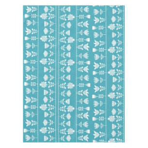 skandinavisches Blau mit weißen Blume Tischdecke