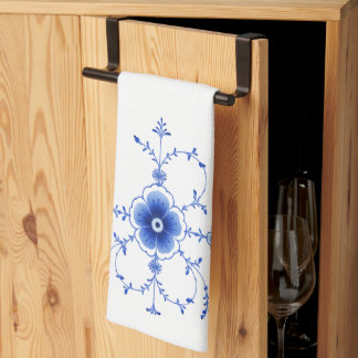 Skandinavisches blaues Blumenküchenhandtuch Geschirrtuch