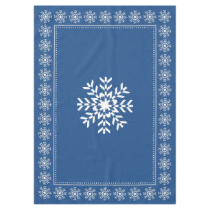 Skandinavisches Blaues Schneeflockenmuster Tischdecke