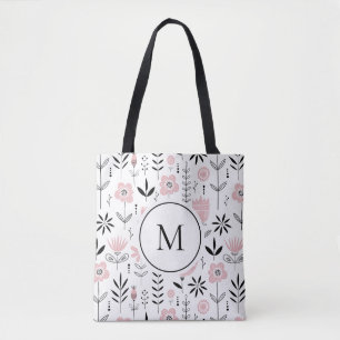 Skandinavisches Blumenmuster-Monogramm in Rosa