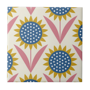 Skandinavisches Blumenmuster,Retro-Stil,Mitte des  Fliese