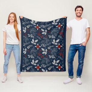 Skandinavisches Blumenvolk Kunst Nahtloses Muster Fleecedecke