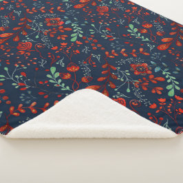 Skandinavisches Blumenvolk Kunst Nahtloses Muster Sherpadecke