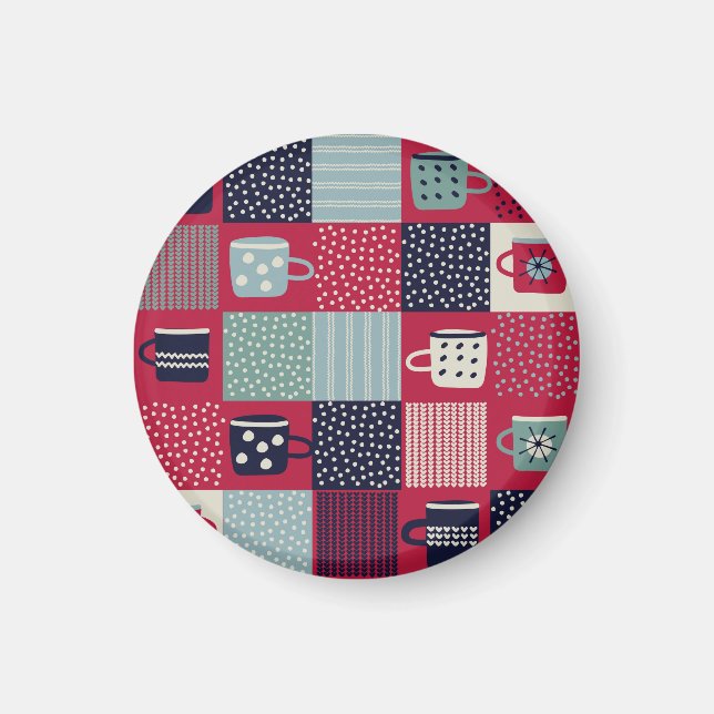 Skandinavisches Blutbad: Rustikales Muster Mix Magnet (Vorne)