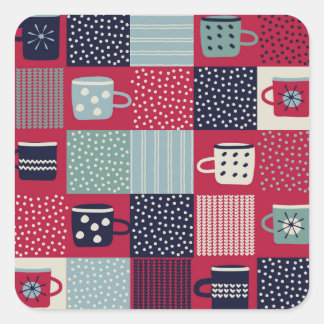 Skandinavisches Blutbad: Rustikales Muster Mix Quadratischer Aufkleber