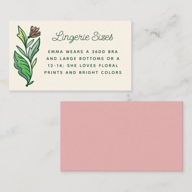 Skandinavisches Brautparty Fingergröße Begleitkarte (Vorne/Hinten)