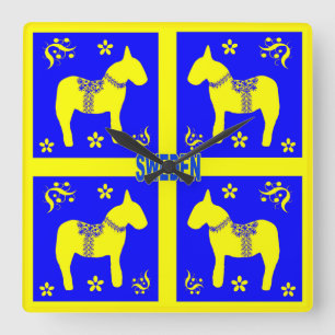 skandinavisches Design, Glad midsommar Quadratische Wanduhr