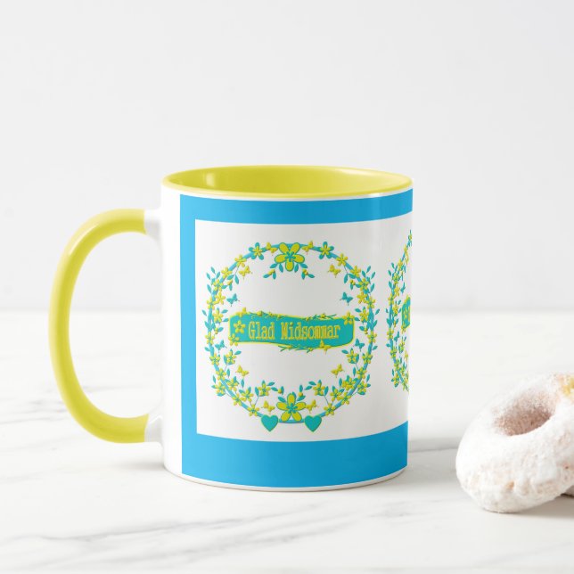 skandinavisches Design, Glad midsommar Tasse (Mit Donut)