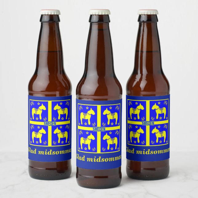 skandinavisches Design, Personalisiert Glad Midsom Bierflaschenetikett (Flaschen)