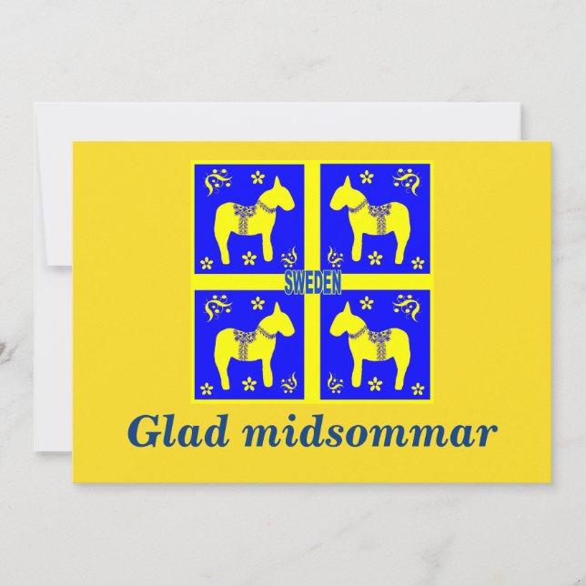 skandinavisches Design, Personalisiert Glad Midsom Einladung (Vorderseite)