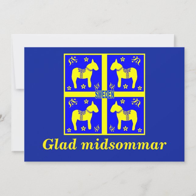 skandinavisches Design, Personalisiert Glad Midsom Einladung (Vorderseite)