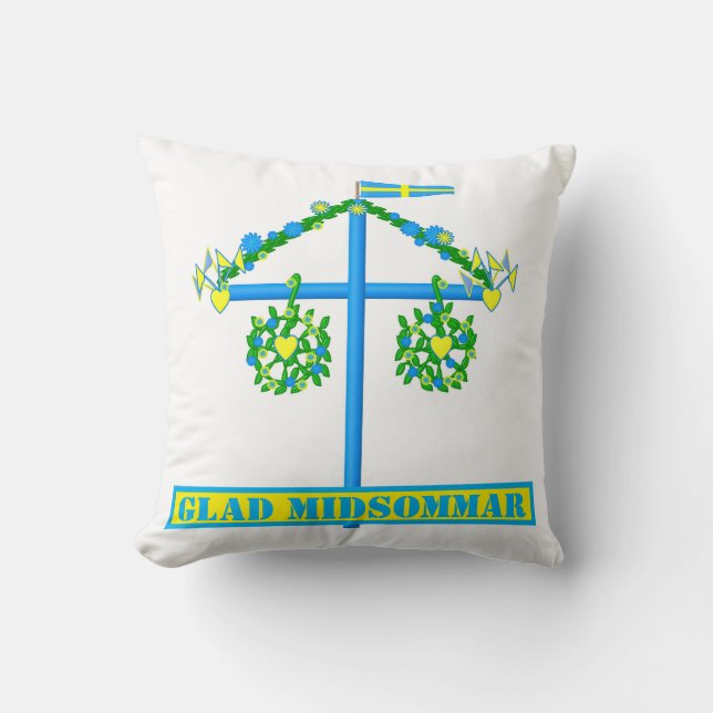 skandinavisches Design, Personalisiert Glad Midsom Kissen (Vorderseite)