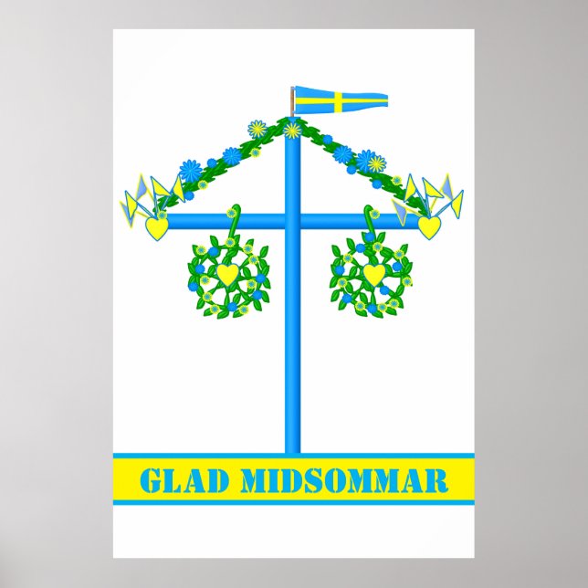 skandinavisches Design, Personalisiert Glad Midsom Poster (Vorne)