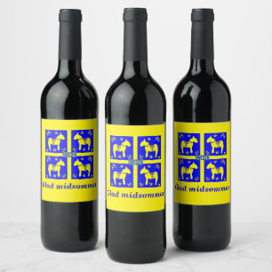 skandinavisches Design, Personalisiert Glad Midsom Weinetikett