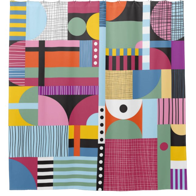 skandinavisches farbiges Muster Duschvorhang (Vorderseite)