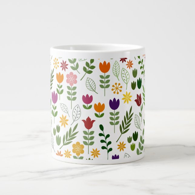 Skandinavisches Flora & Fauna-Muster Jumbo-Tasse (Vorderseite)