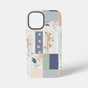 Skandinavisches florales Patchwork in Rosé und Bla iPhone 12 Mini Hülle
